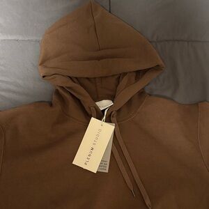 PLENUM STUDIO Brown Men's Hoodie Relaxed Fit